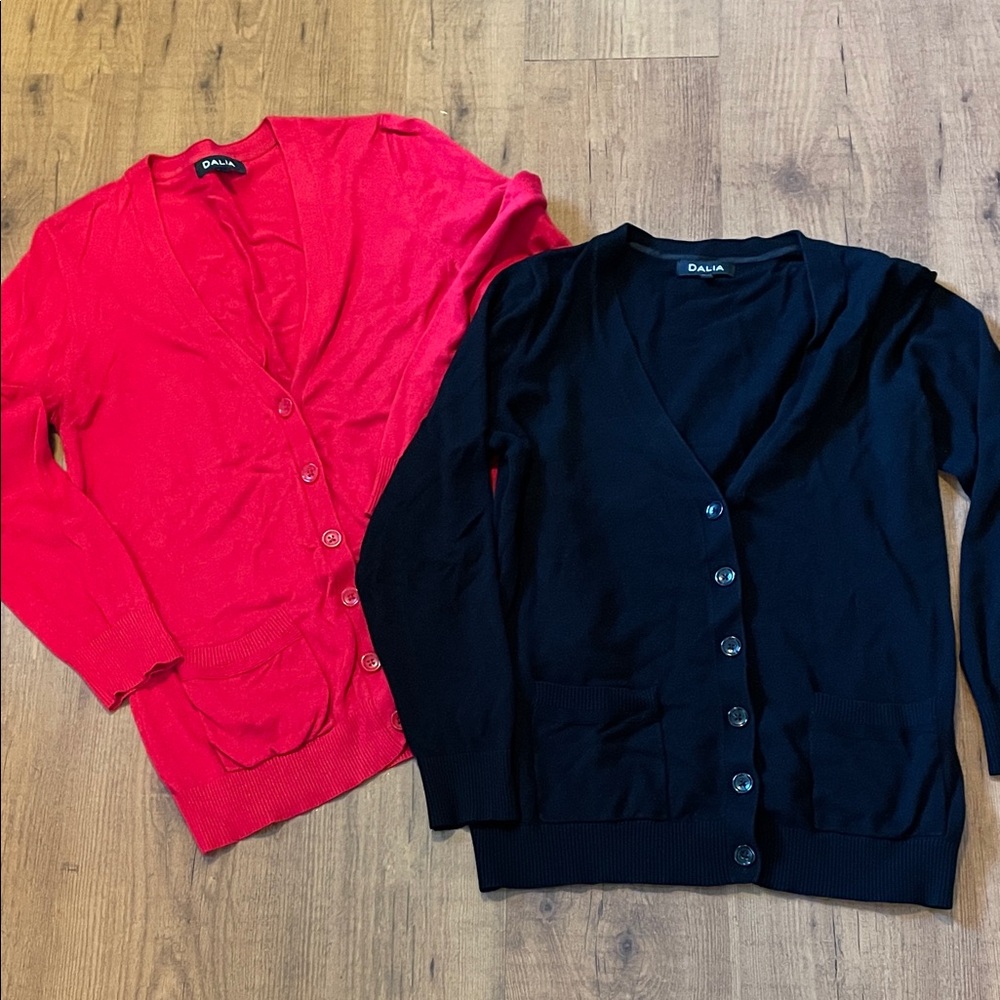 Dalia Women's Red and Black Cardigan Set